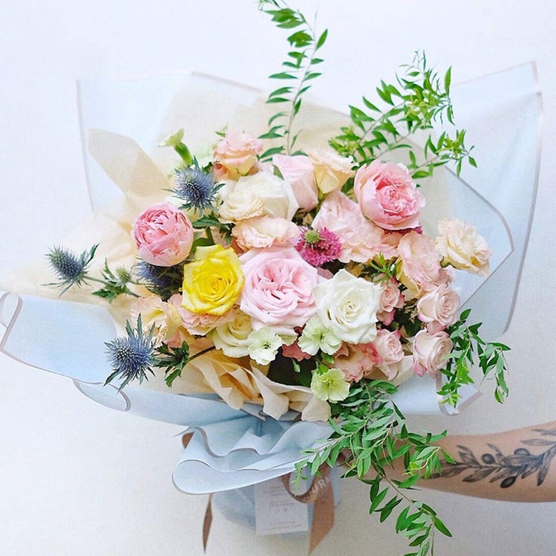 BBJ WRAPS Flower Bouquet Wrapping Paper, Waterproof Flower Paper Wrap, Black Korean Paper for Bouquets Floral Gift Packaging Florist Supplies, 20 Sheets (White) - Image 4